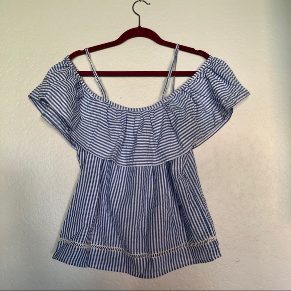 Style Envy striped off the shoulder peasant shirt - Picture 2 of 4